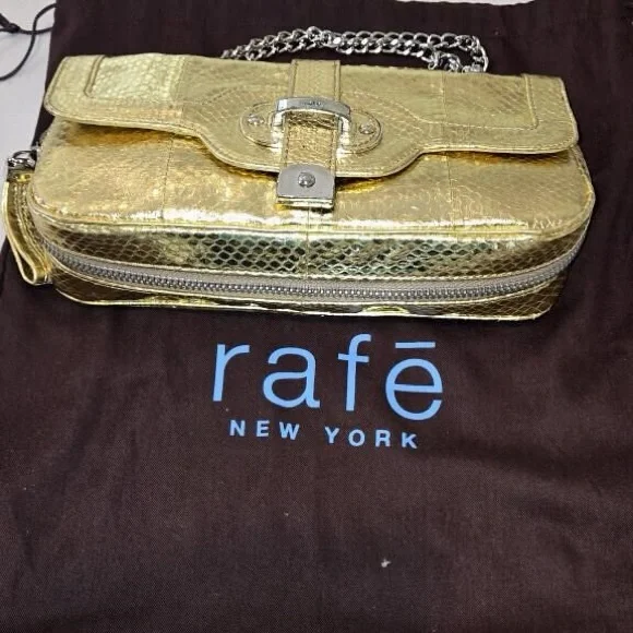 Rafe New York Gold Embossed Faux Snakeskin Chain handle $375